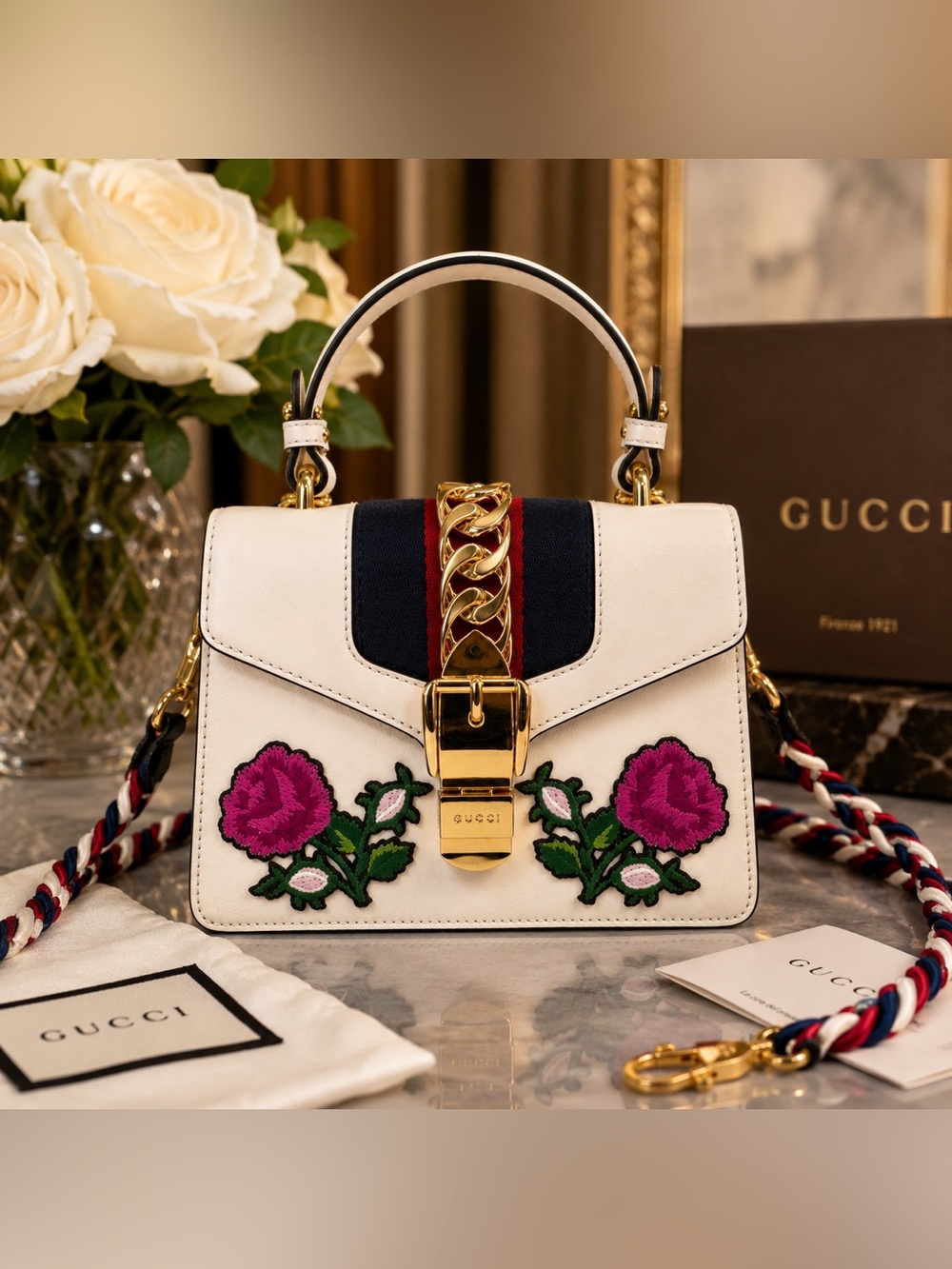 Gucci Sylvie Top Handle Bag - White Leather-Rare Gucci!-Comps are $1,700+